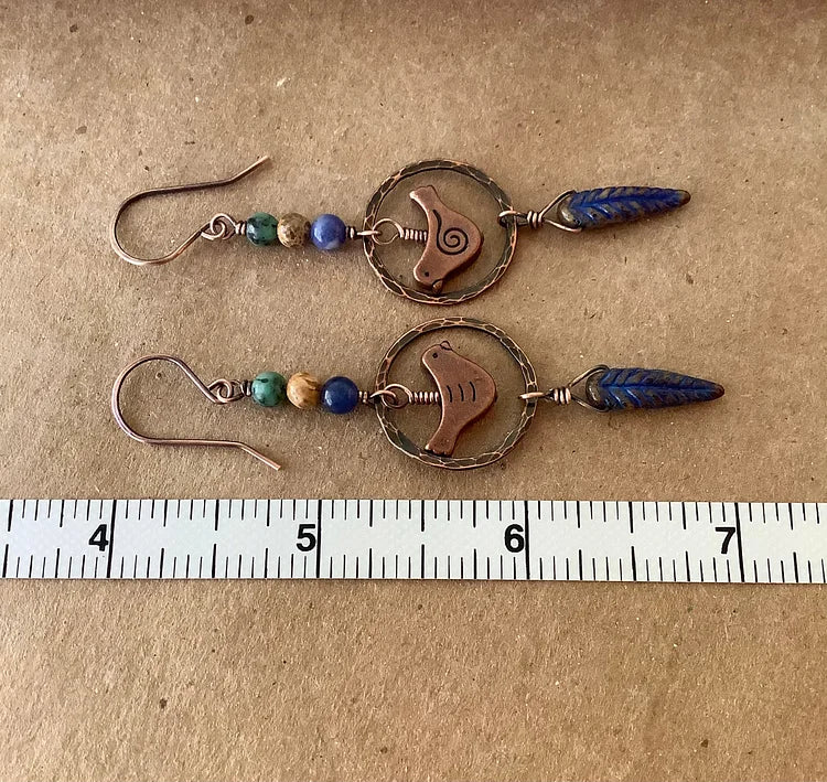 Vintage Bossy Turquoise Bird Earrings - Image 3