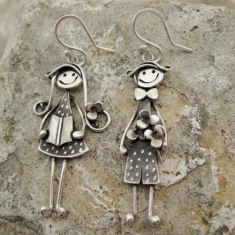 Vintage Boy and Girl Dangle Earrings - Image 2