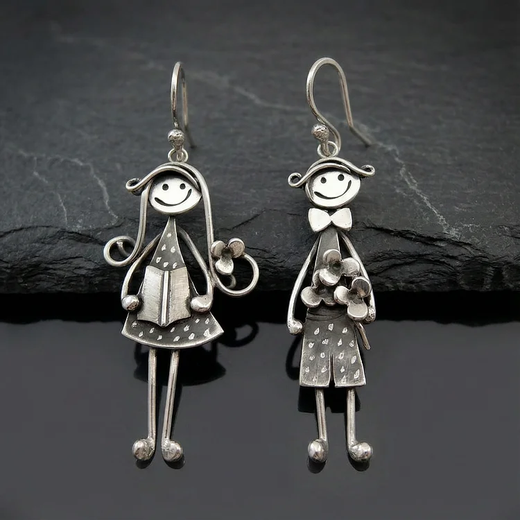 Vintage Boy and Girl Dangle Earrings - Image 3