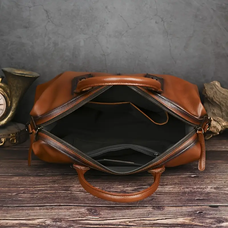 Vintage Brown Leather Handbag for Women - Image 3