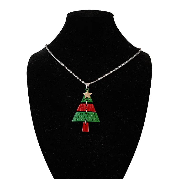Vintage Christmas Tree Dangle Earrings & Necklace - Image 4