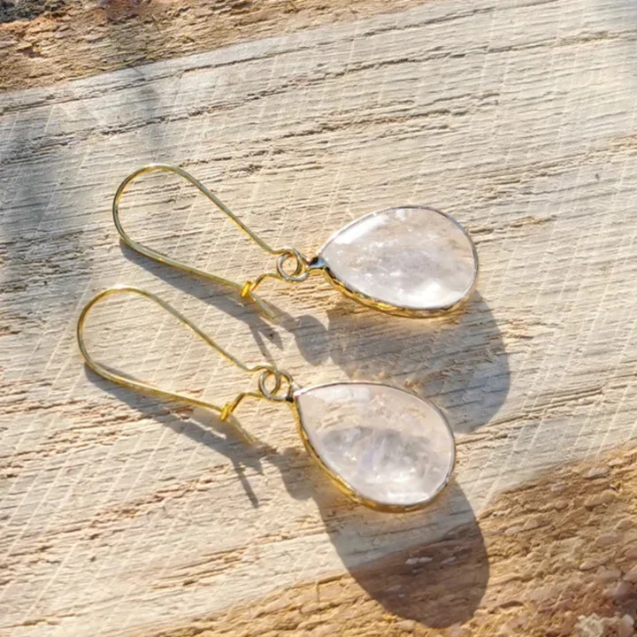 Vintage Crystal Drop Golden Earrings - Image 3