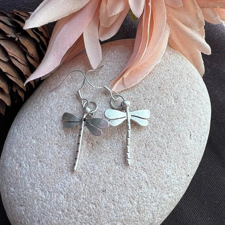 Vintage Dragonfly Dangle Hoop Earrings - Image 3