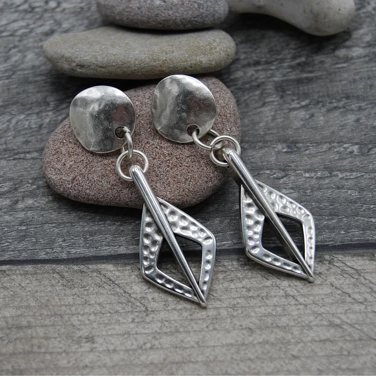 Vintage Exaggerated Hippie Silver Earrings - Image 3
