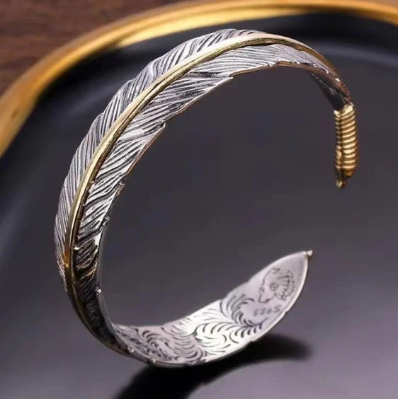 Vintage Feather Cuff Bracelet - Image 2
