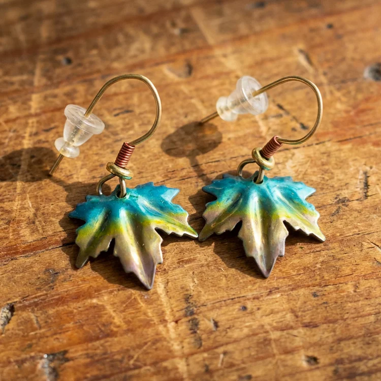 Vintage Funky Maple Dangle Earrings - Image 2