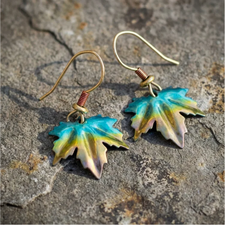 Vintage Funky Maple Dangle Earrings - Image 3
