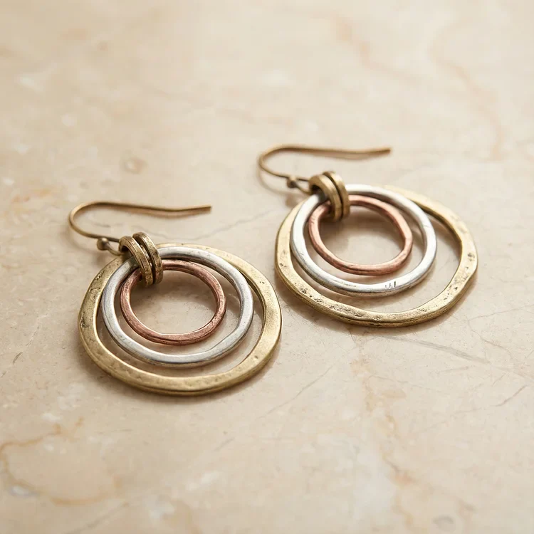 Vintage Gold & Silver Circles Earrings - Image 2