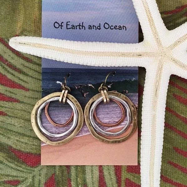 Vintage Gold & Silver Circles Earrings - Image 3