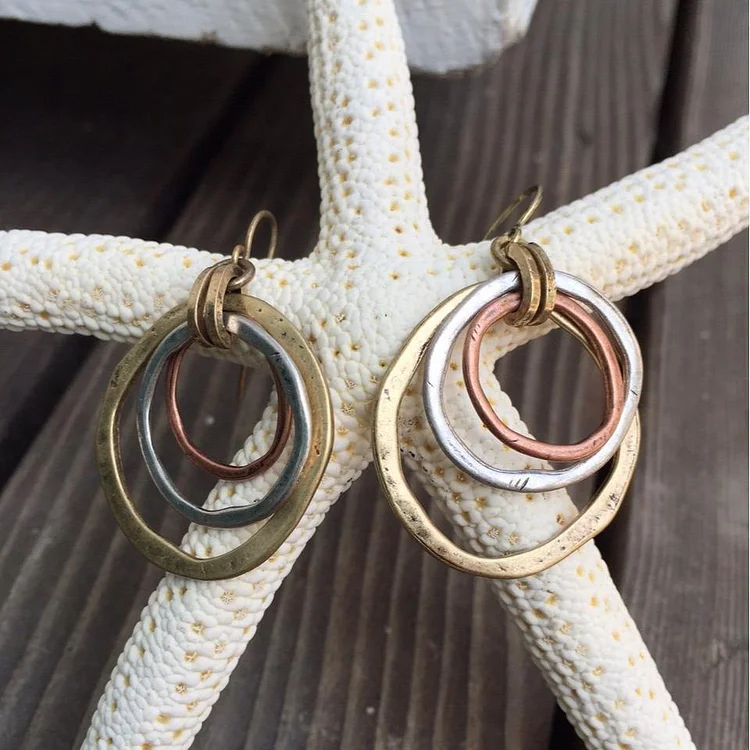 Vintage Gold & Silver Circles Earrings - Image 4