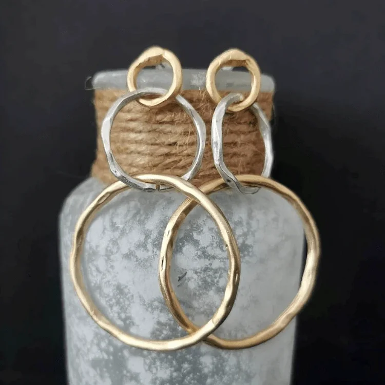 Vintage Gold & Silver Hoop Earrings - Image 3