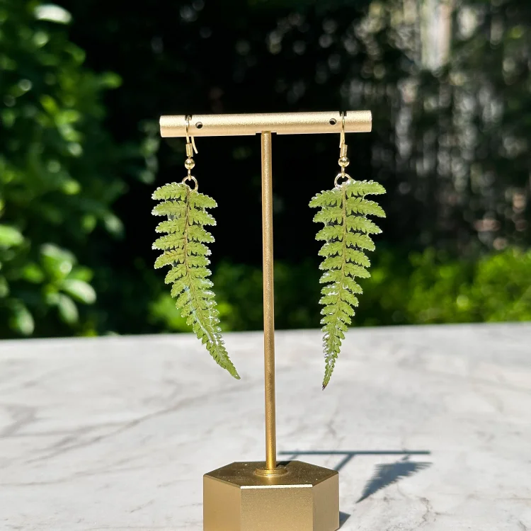 Vintage Green Leaf Earrings - Image 2