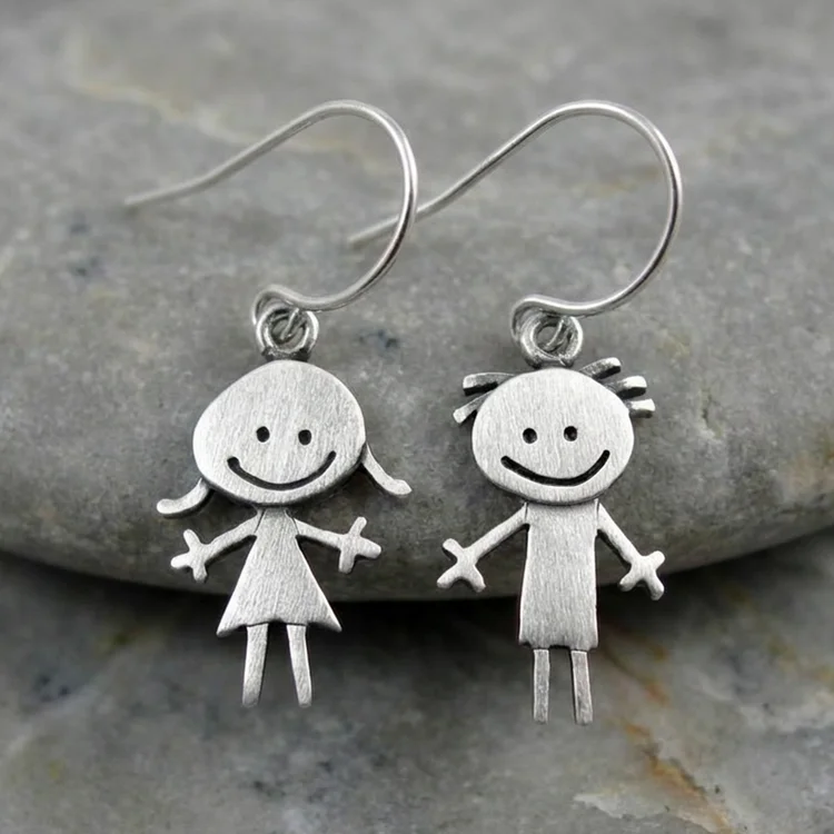 Vintage Happy Boy & Girl Earrings - Image 2
