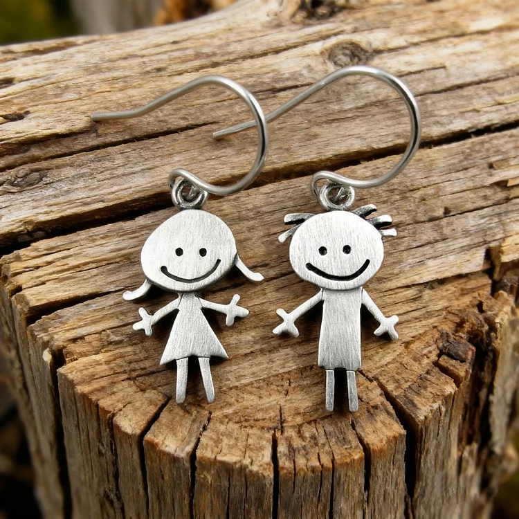 Vintage Happy Boy & Girl Earrings - Image 3