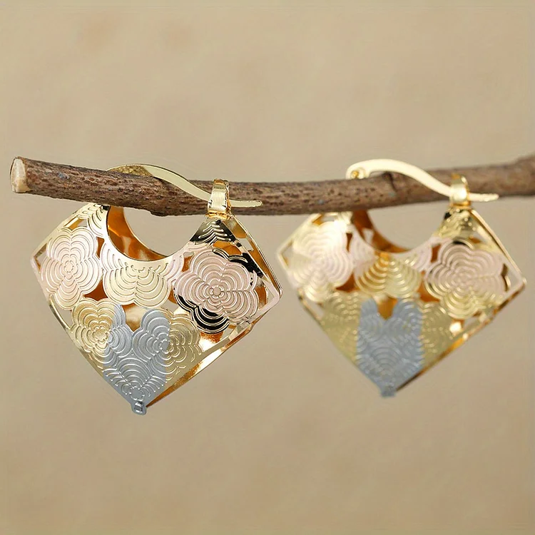Vintage Heart Shape Hoop Copper Earrings - Image 3