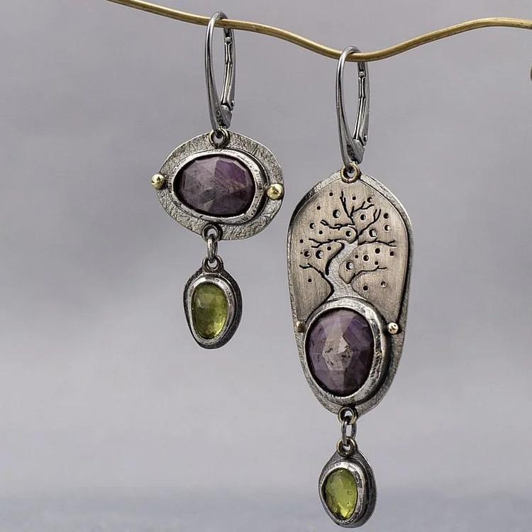 Vintage Irregular Purple Diamond Earrings - Image 3