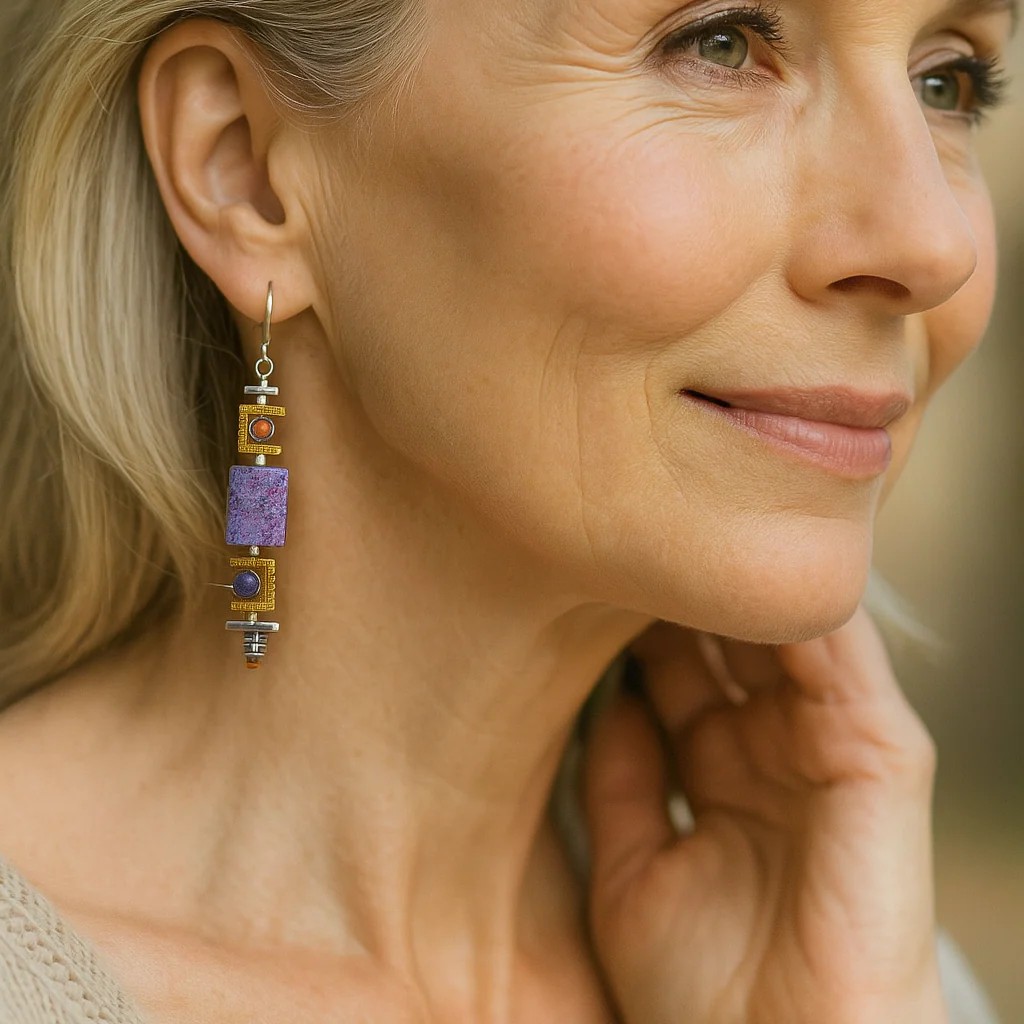 Vintage Lila Stein Old Earrings - Image 2