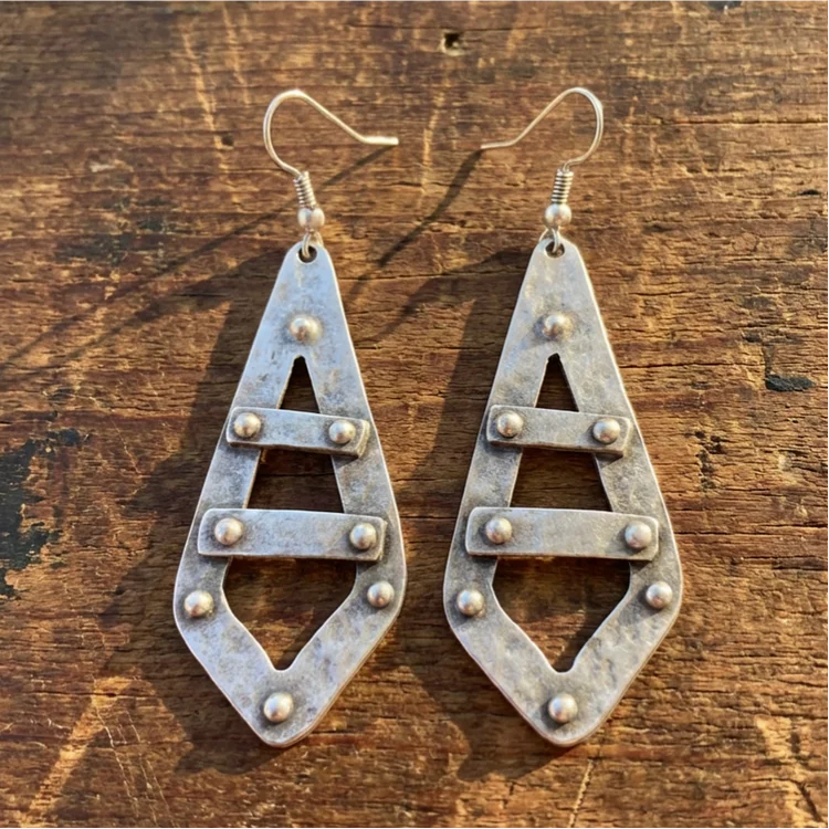 Vintage Long Geometric Design Earrings - Image 2