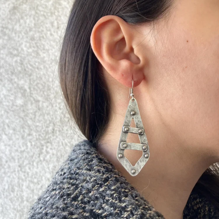 Vintage Long Geometric Design Earrings - Image 3