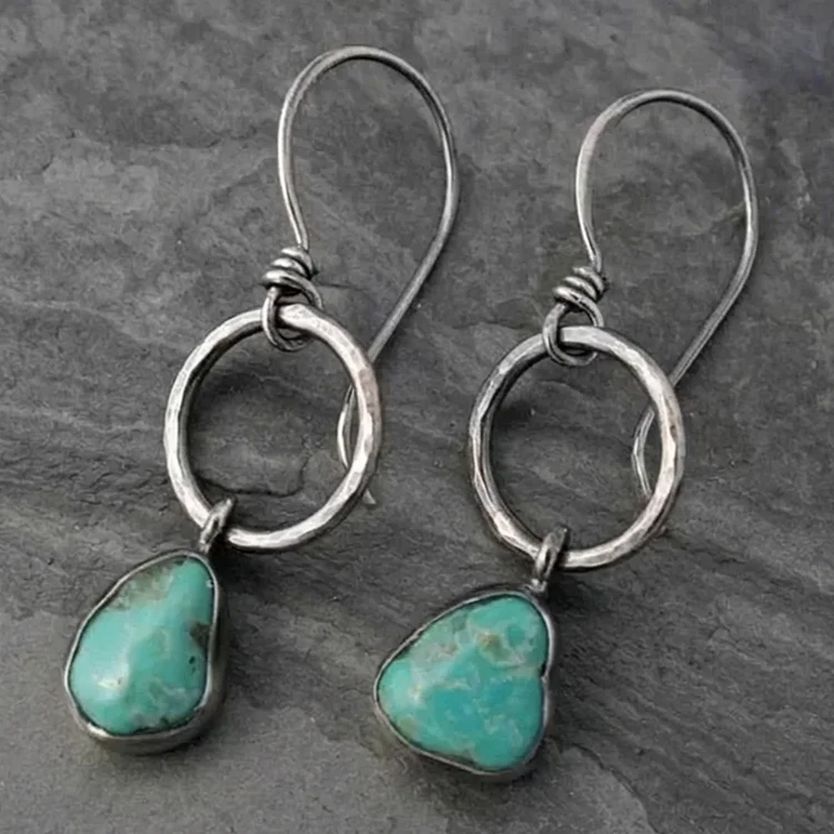Vintage Natural Turquoise Stone Earrings - Image 3