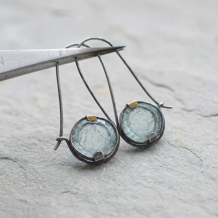 Vintage Ocean Crystal Earrings - Image 2