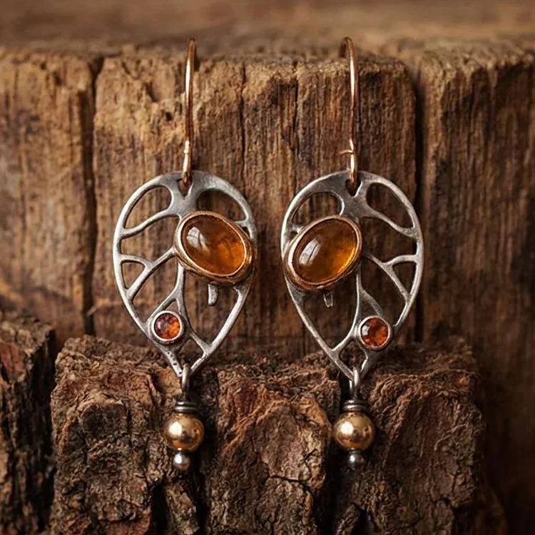 Vintage Orange Crystal Earrings - Image 2