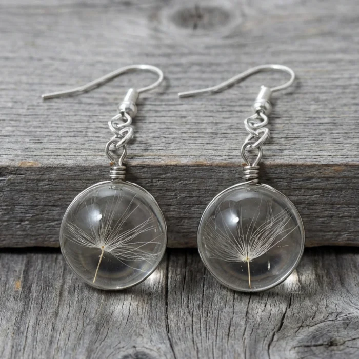 Vintage Rounded Dandelion Wish Earrings - Image 2