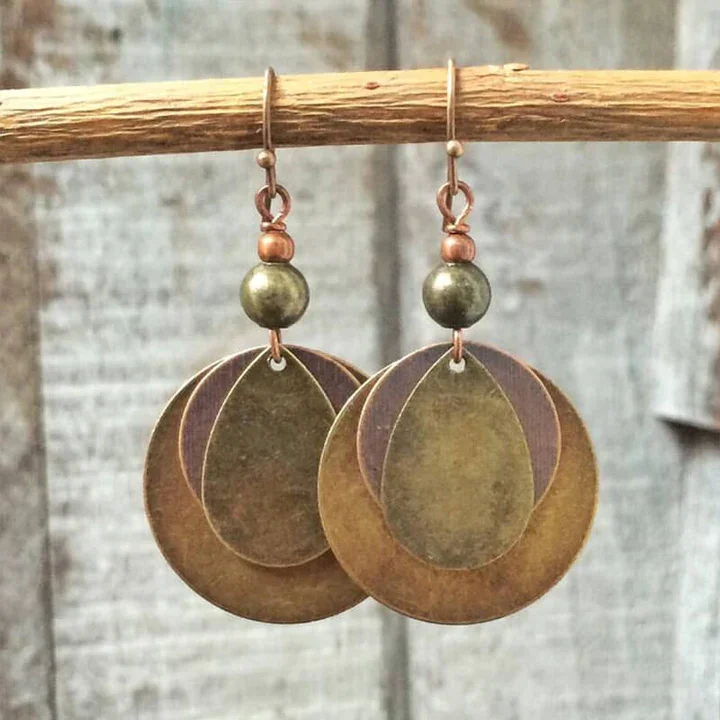 Vintage Rounded Golden Earrings - Image 2