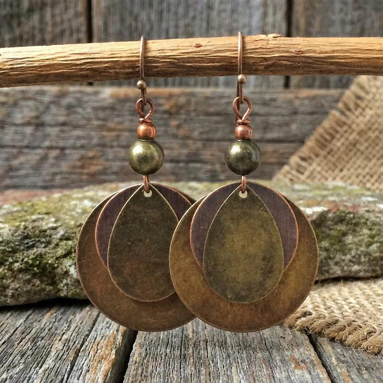 Vintage Rounded Golden Earrings - Image 3