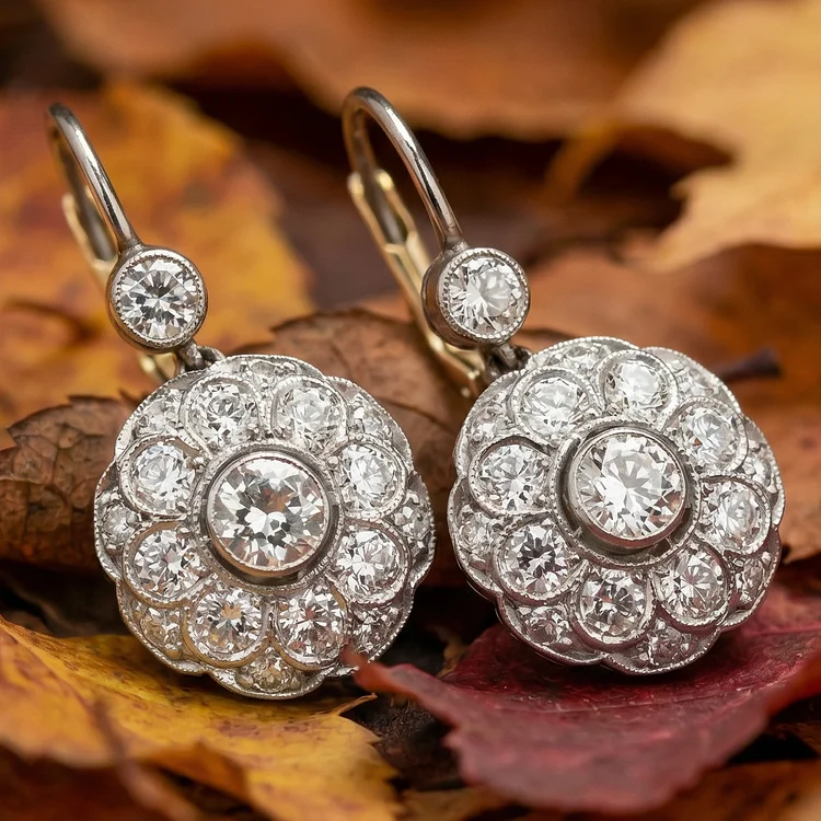 Vintage Rounded Mandala Crystal Earrings - Image 2