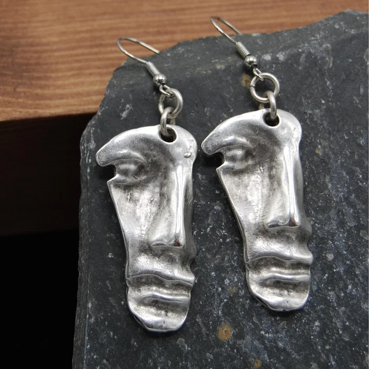 Vintage Silver Face Earrings - Image 2