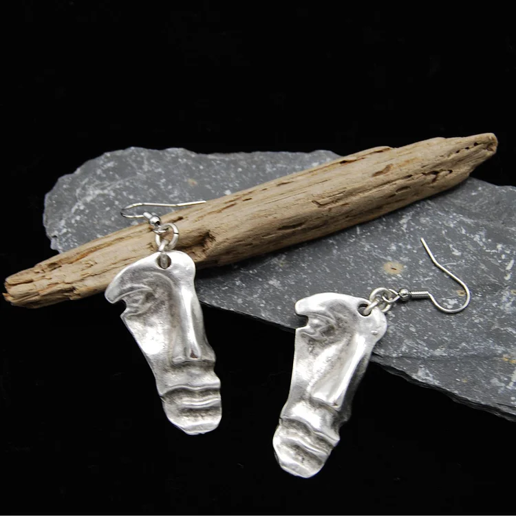 Vintage Silver Face Earrings - Image 3