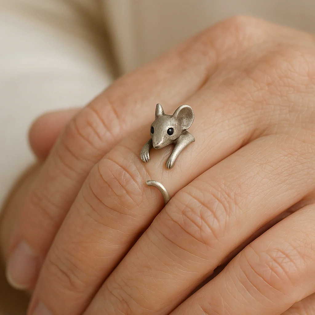 Vintage Silver Mouse Ring - Image 2