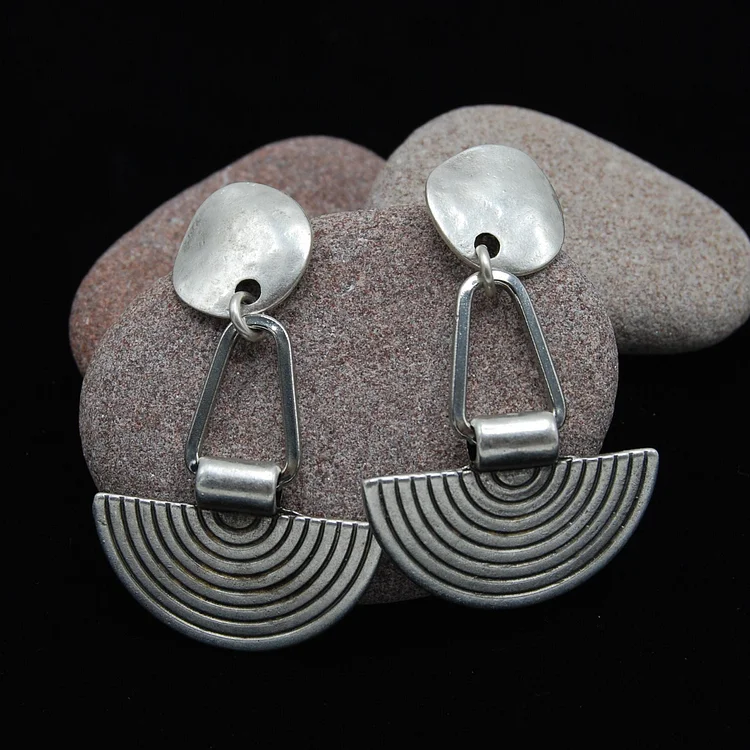 Vintage Silver Semi Circle Earrings - Image 4