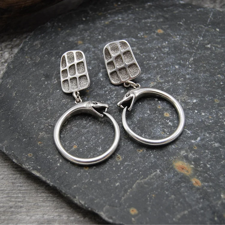 Vintage Silver Snake Earrings - Image 2