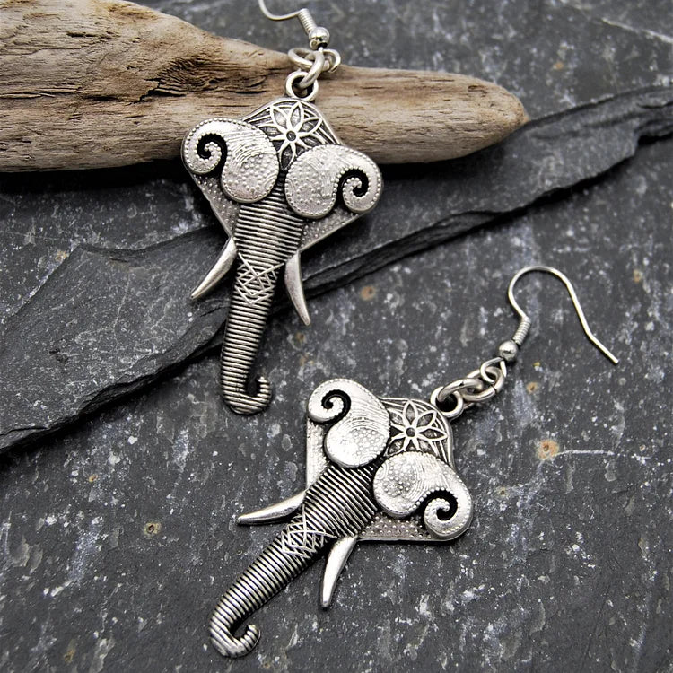 Vintage Silver Stylised Elephant Earrings - Image 3