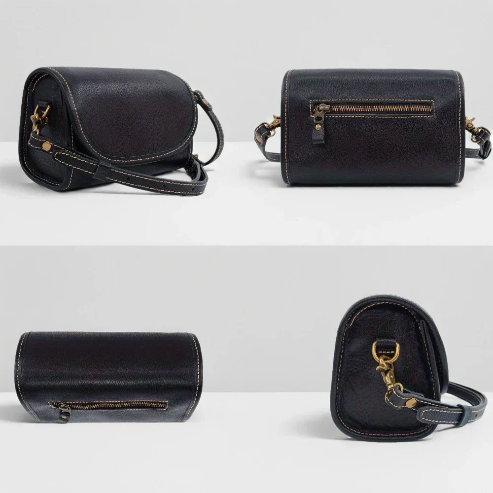 Vintage-Style Leather Crossbody Bag for Women - Image 2
