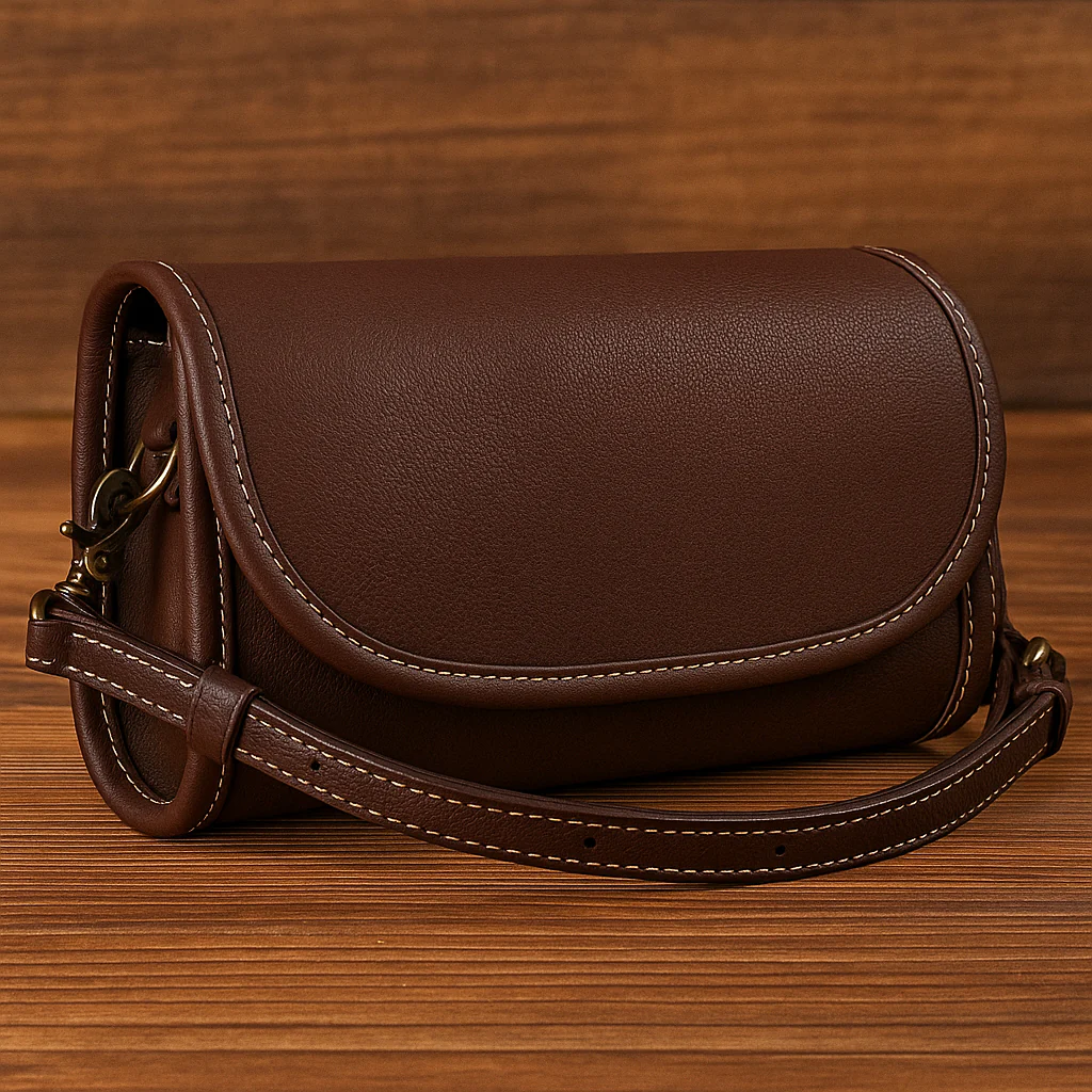 Vintage-Style Leather Crossbody Bag for Women - Image 3