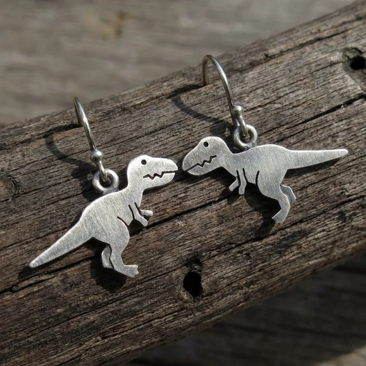 Vintage T-Rex Dinosaur Earrings - Image 2