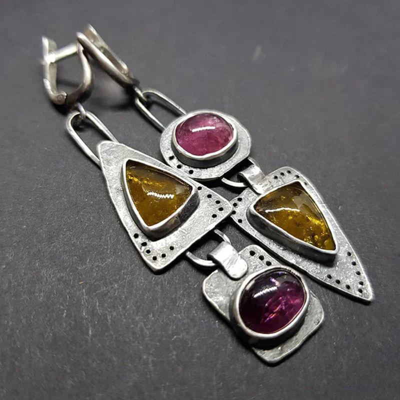 Vintage Triangular Geometric Earrings - Image 2