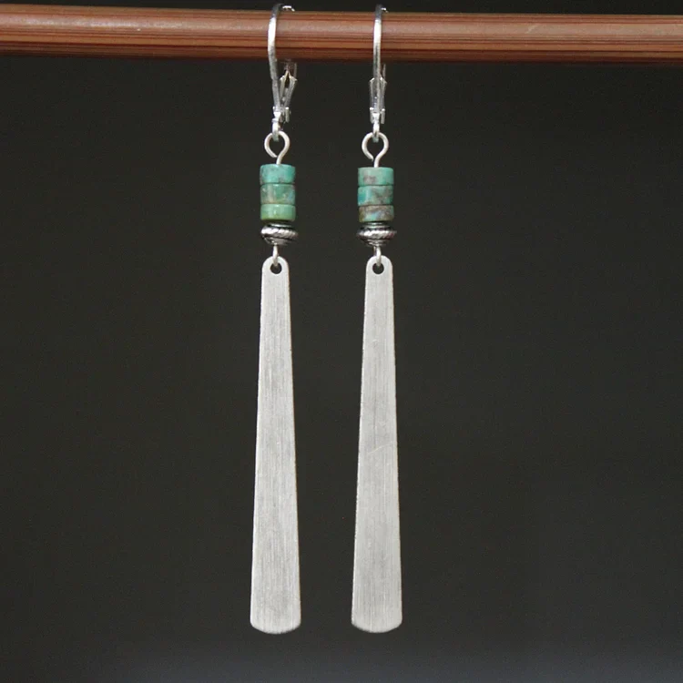 Vintage Turquoise Long Bobo Earrings - Image 3