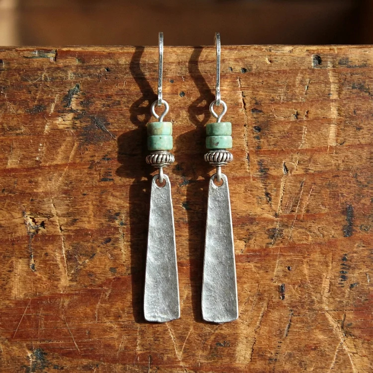 Vintage Turquoise Silver Bobo Earrings - Image 3