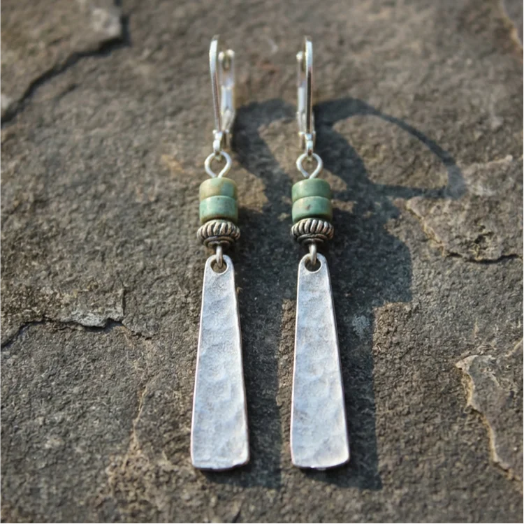 Vintage Turquoise Silver Bobo Earrings - Image 4