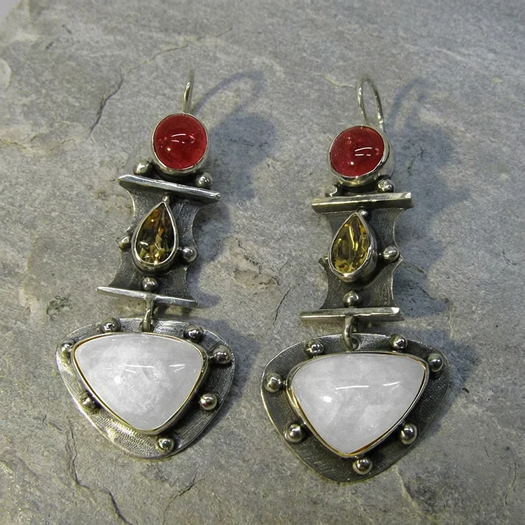 Vintage Water Drop Blue Zircon Earrings - Image 3
