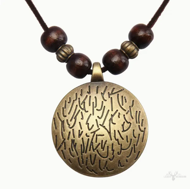 Vintage women's necklace with more adjustable leather strap and beads - Image 9
